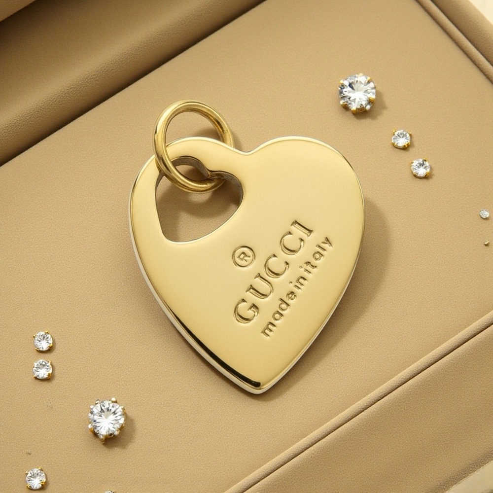 GUCCI Authentic Gold Heart Charm Pendant for Necklace - Picture 3 of 11